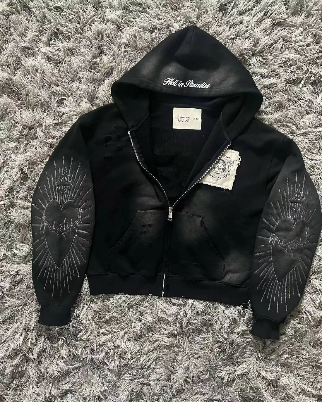Y2K Clothing New Fashion Letter Embroidery Patch Zipper Hooded Sweater Men Gothic Harajuku Hip Hop Popular Casual Sweatshirt