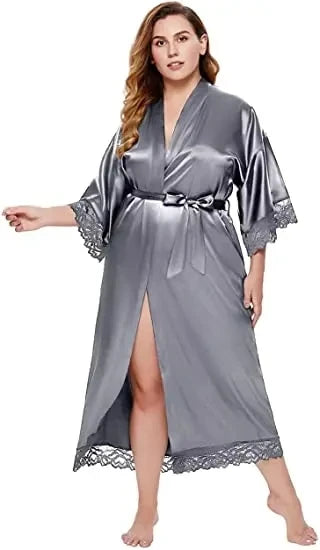 Bride Robe with Lace Sleeves White Boudoir Lace Bridal Robe Long Wedding Kimono Robe for Women Bridesmaid Dressing Gown