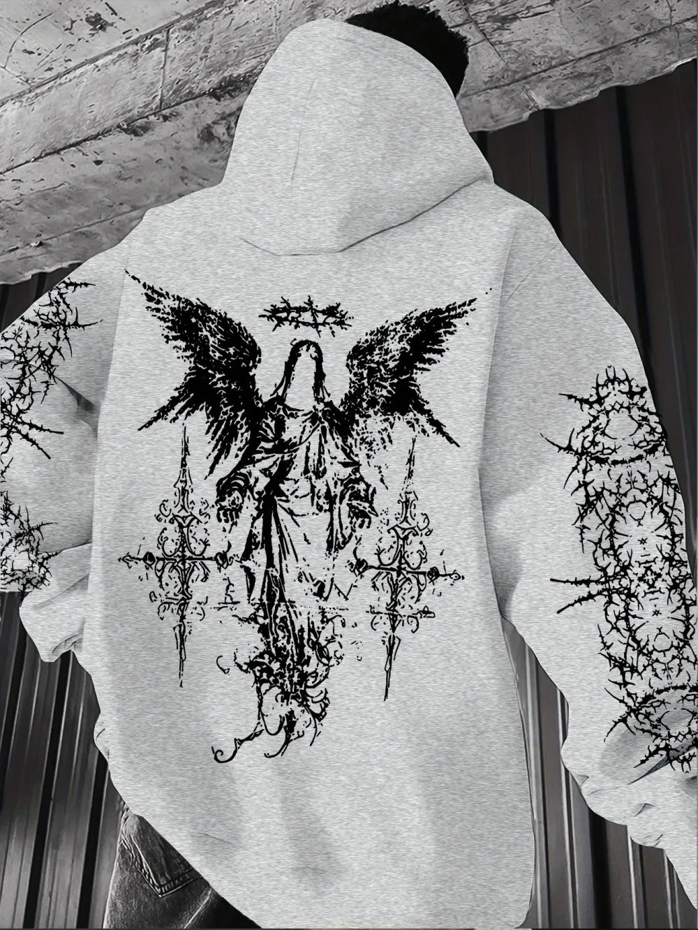 Gothic Style Angel Print Hoodies Men Women Outdoor Street Casual Sport Trend Hip-hop Couple Long-sleeve Autumn Winter Sweatshirt