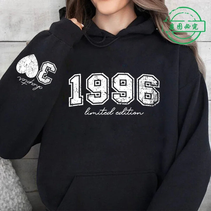 Fashion Womens Hoodies 30th Birthday Hoodies Sweatshirts Personalized Limited Edition 1996 Hooded Sweatshirts Vintage Clothes