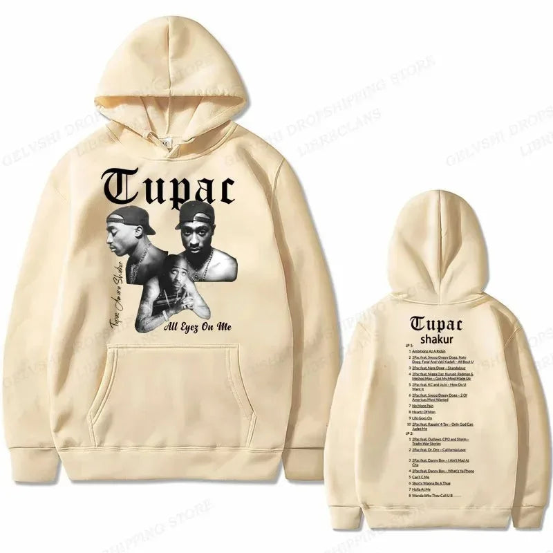 Tupac 2pac Graphic Hoodie Men Clothing Fashion Oversized Hip Hop Comfortable Autumn Winter Sweatshirt Male Casual Fleece Hoodies