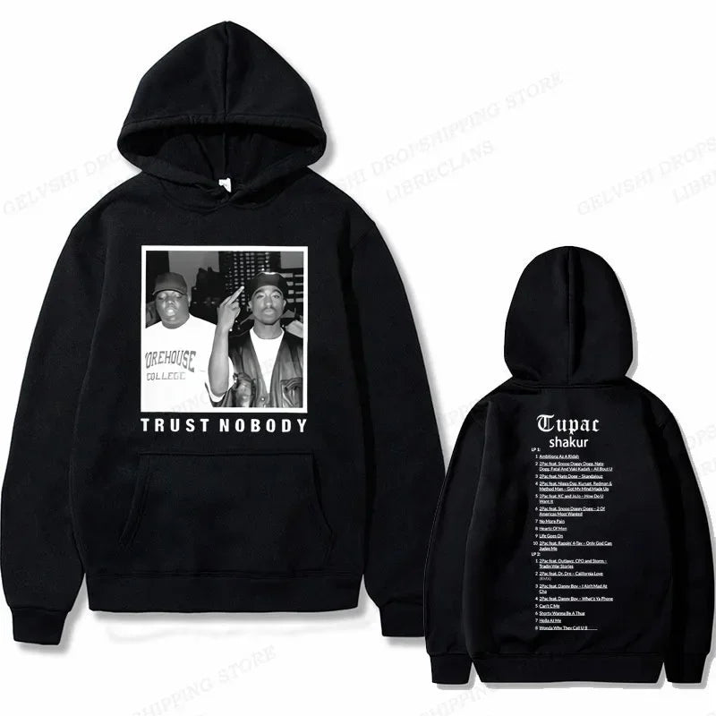 Tupac 2pac Graphic Hoodie Men Clothing Fashion Oversized Hip Hop Comfortable Autumn Winter Sweatshirt Male Casual Fleece Hoodies