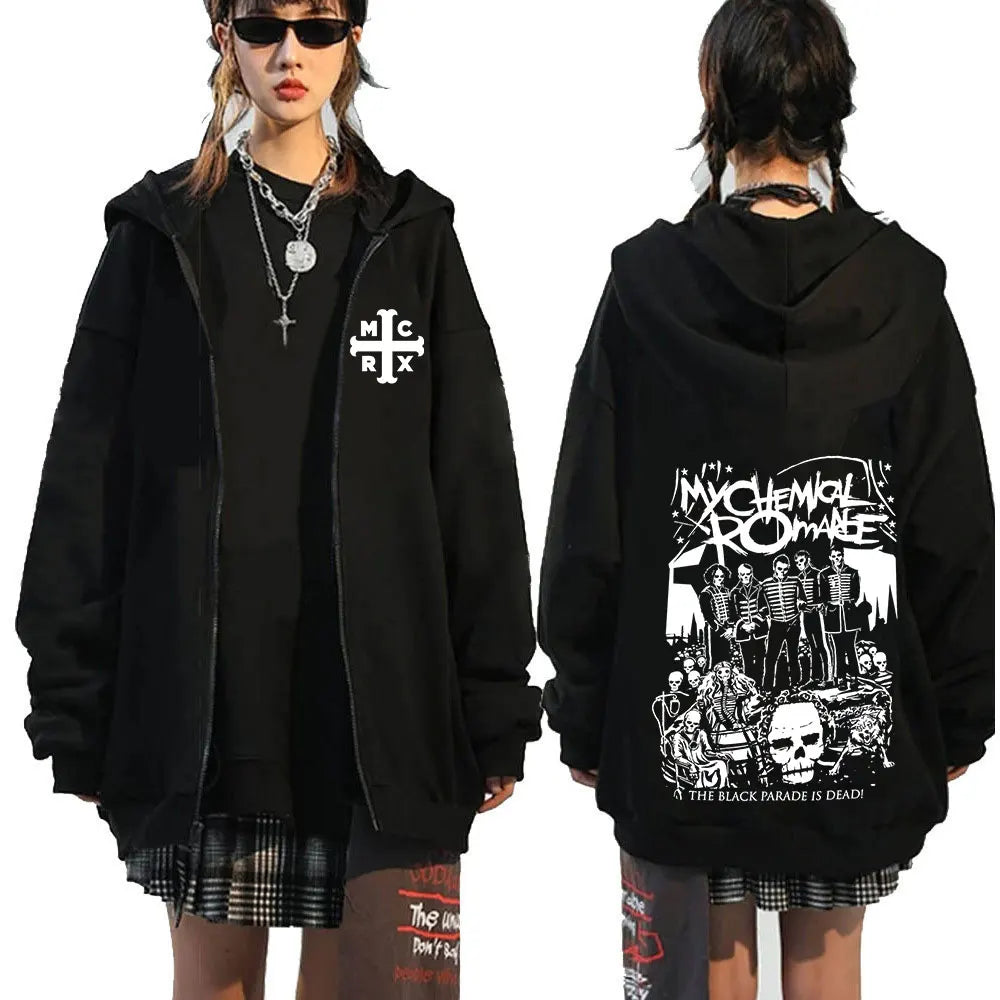 Rock Band My Chemical Romance Mcr Dead Zipper Hoodie Black Parade Punk Emo Zip Up Sweatshirt Men Fashion Vintage Hip Hop Hoodies