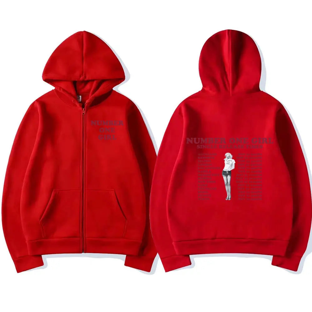 Rosé Number One Girl Album Zipper Hoodies Kpop Men Women Clothing Long Sleeve Zip Up Sweatshirts Fleece Oversized Pullovers Y2K