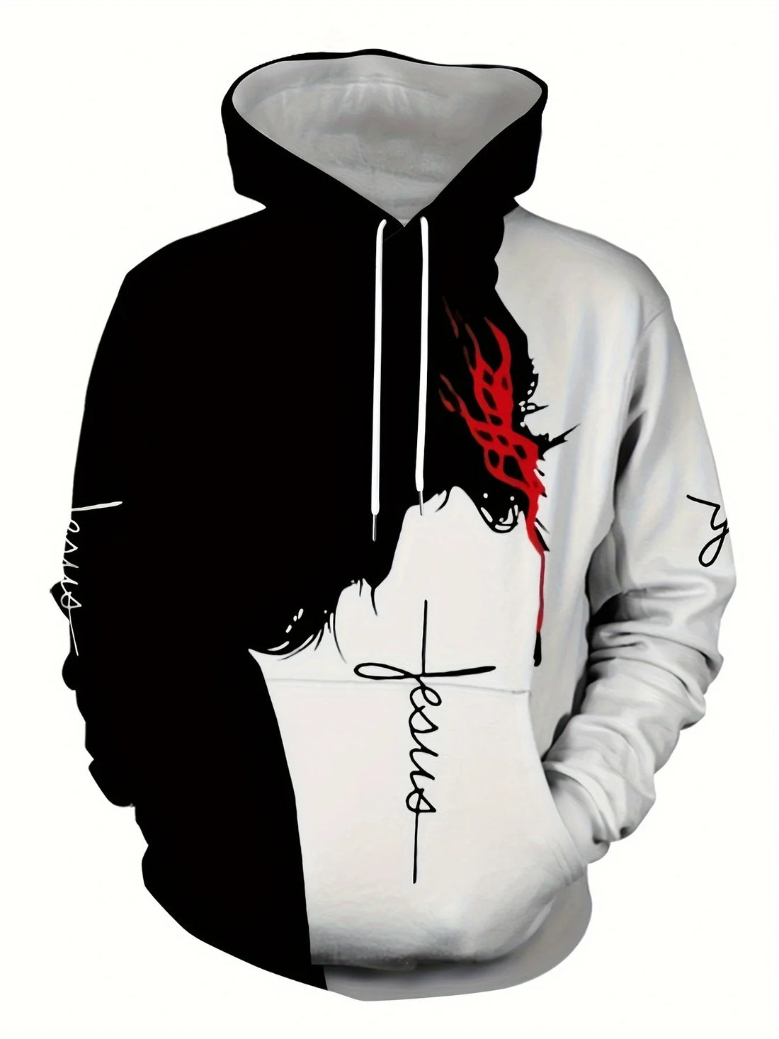 The new men's hoodie for the autumn of 2025 features a casual fashionable and sporty 3D Christ Jesus pattern print