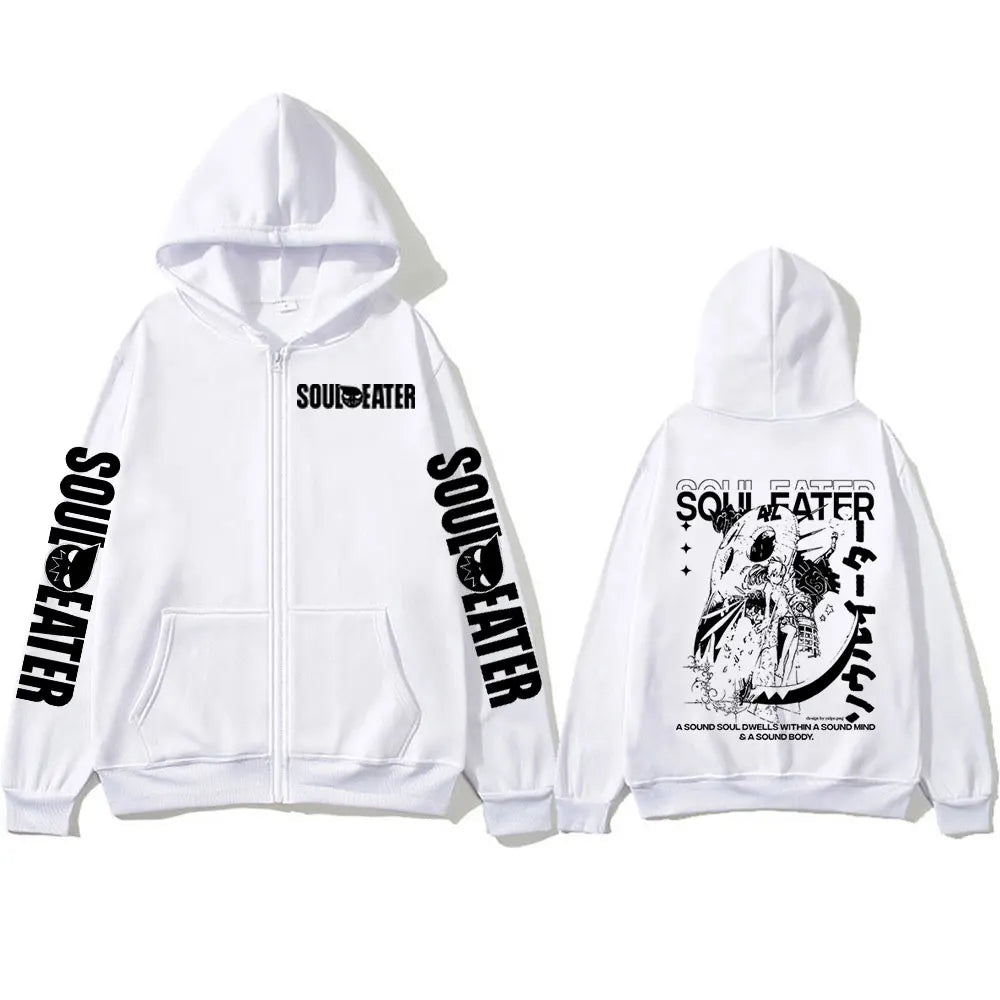 Anime MAKA ALBARN Soul Eater Zipper Hoodies Men Women Clothing Zip Up Sweatshirts Long Sleeves Pullovers Jacket Caots Streetwear