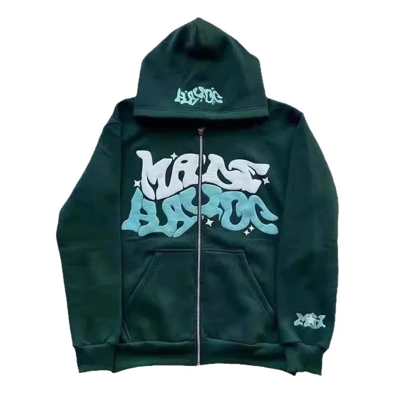 Hoodies Men's Sweatshirt 2026 Street Fashion Gothic Punk Hip-Hop Zipper Print Hooded Sweatshirt Hoodie Sweatshirt Man's Clothing