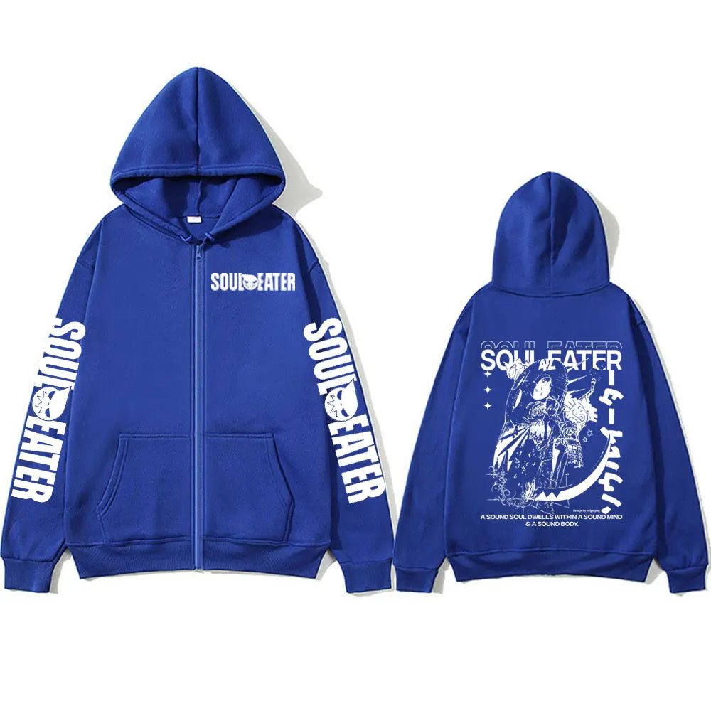 Anime MAKA ALBARN Soul Eater Zipper Hoodies Men Women Clothing Zip Up Sweatshirts Long Sleeves Pullovers Jacket Caots Streetwear