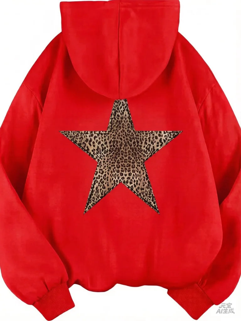 2025 Star Graphic Hoodies Y2k Leopard Print Hooded Sweatshirt Cheetah Hoodie Fashion Casual HipHop Harajuku Unisex Pullover