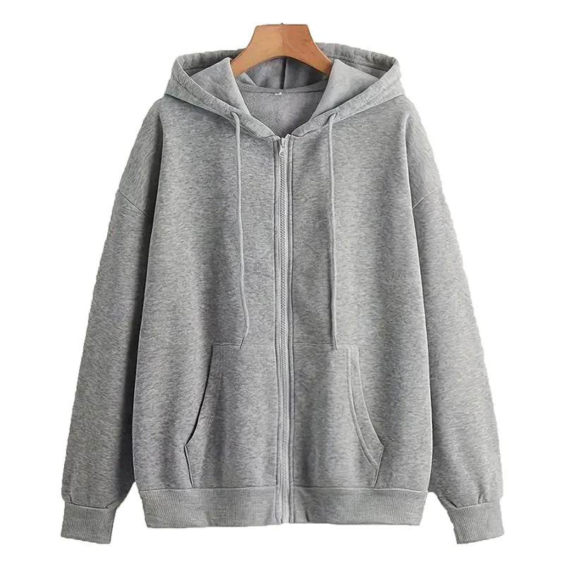 Women's Long Sleeve Zip Closure Breathable Lightweight Sweatshirts Perfect Autumn Hoodie Jackets in Casual Street Style