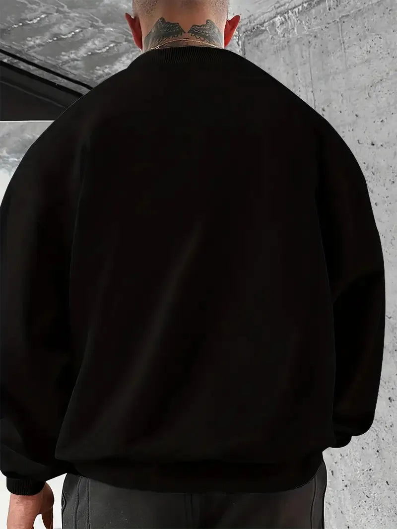 The new men's round-neck hoodie for Spring and Autumn 2025 features street fashion and soft 3D digital pattern printing