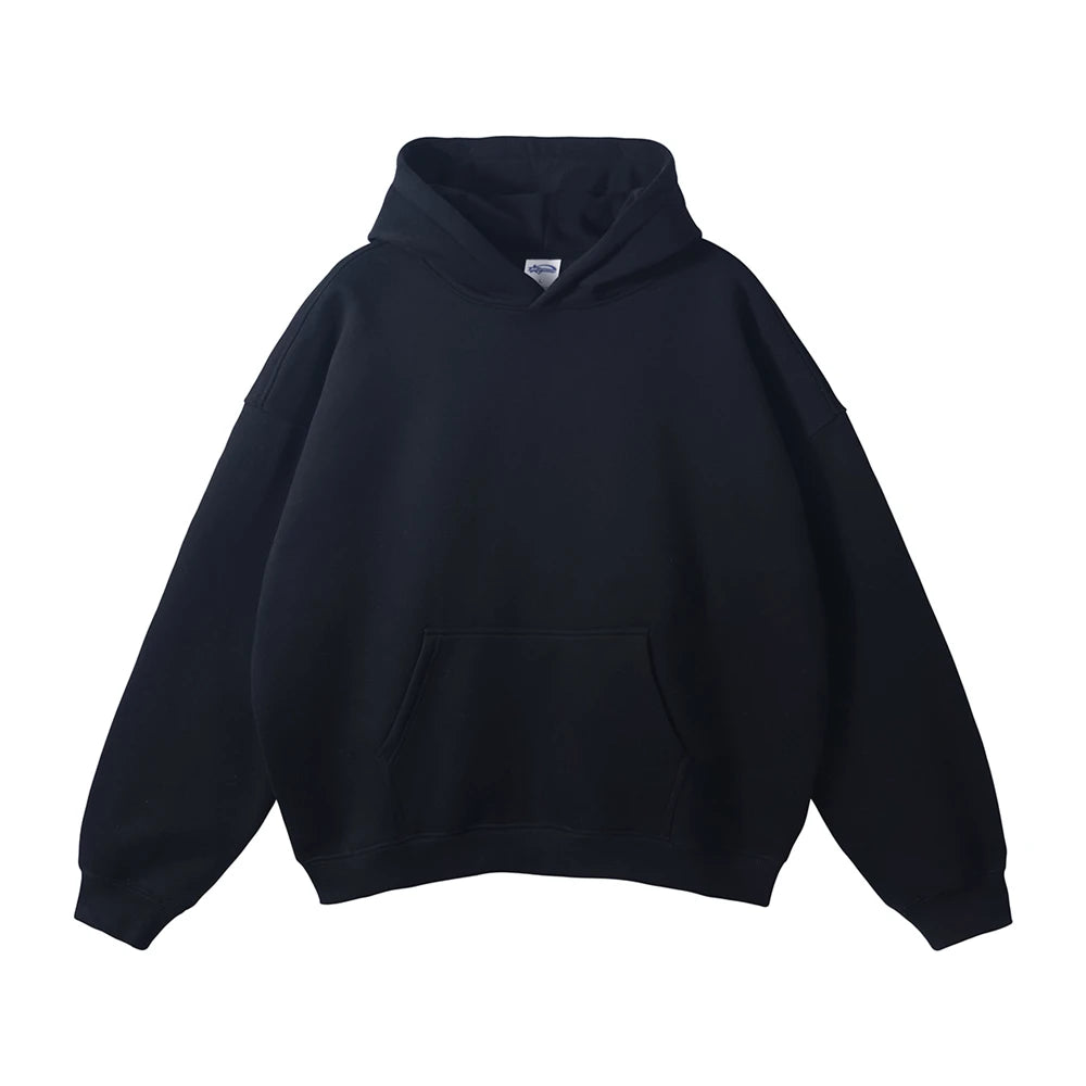ZODF New Thick 350gsm Fleece Hooded Hoodies For Men Unisex Winter Oversized Loose Basic Solid Sweatshirts Pullovers Coats HY0631
