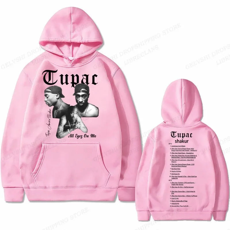 Tupac 2pac Graphic Hoodie Men Clothing Fashion Oversized Hip Hop Comfortable Autumn Winter Sweatshirt Male Casual Fleece Hoodies