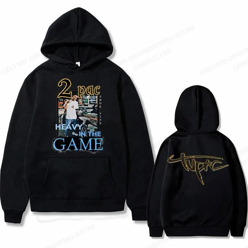 Tupac 2pac Graphic Hoodie Men Clothing Fashion Oversized Hip Hop Comfortable Autumn Winter Sweatshirt Male Casual Fleece Hoodies