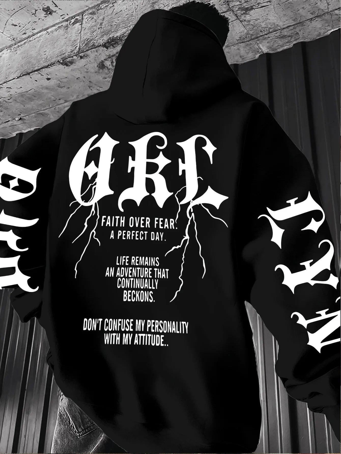 Gothic Font Versatile Street Men Women Pullover Hoodie Casual Loose Sport Hip-hop Y2K Autumn Winter Adult Sweatshirt Top Clothes