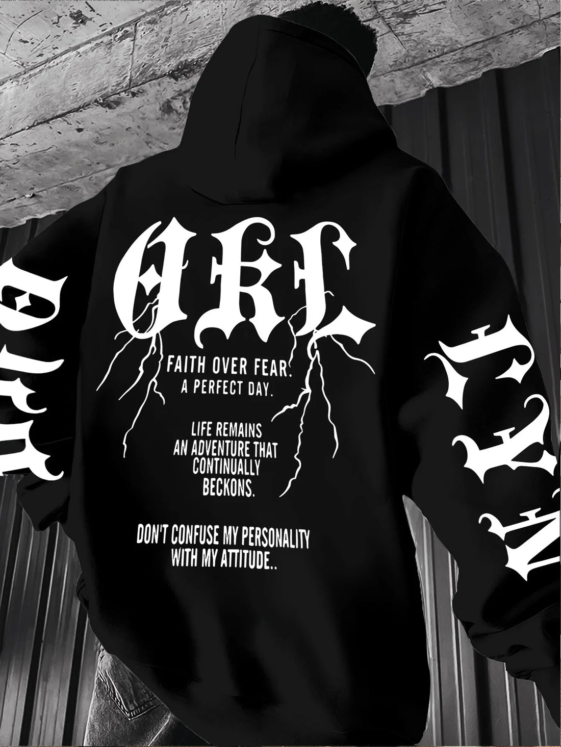 Gothic Font Versatile Street Men Women Pullover Hoodie Casual Loose Sport Hip-hop Y2K Autumn Winter Adult Sweatshirt Top Clothes