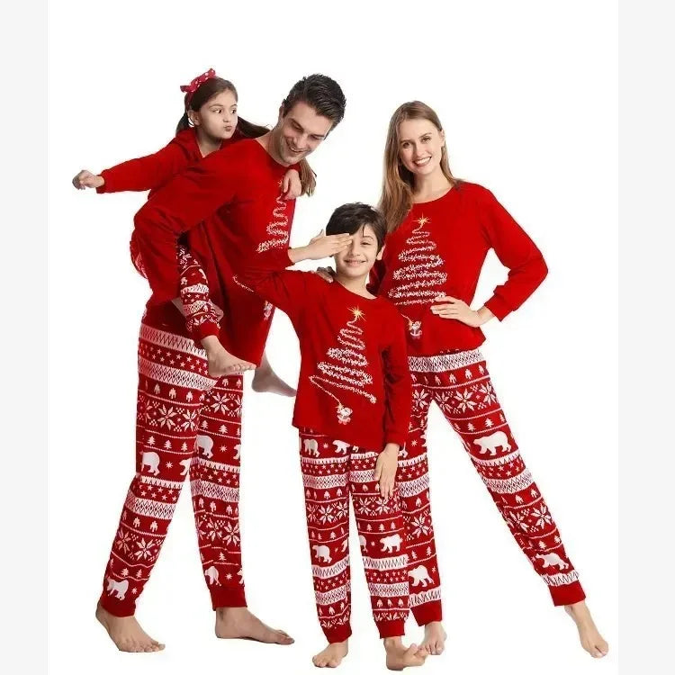 New Family Christmas Pajamas Mom Dad Kids Matching Clothing Set Baby Romper Pjs Soft Loose 2 Pieces Suit Homewear Xmas Look