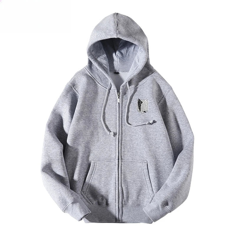 Attack on Titan Chest Logo Printed Zipper Hoodie 2025 Autumn/Winter New American Hip Hop Men's Casual Loose Sweater Top