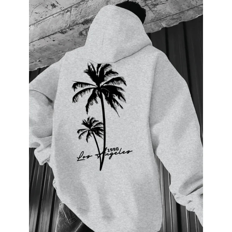 Coconut Tree Pattern Men's Fashion Printed Hooded Sweatshirt，Front and back printed hoodie, a fashionable and unique item