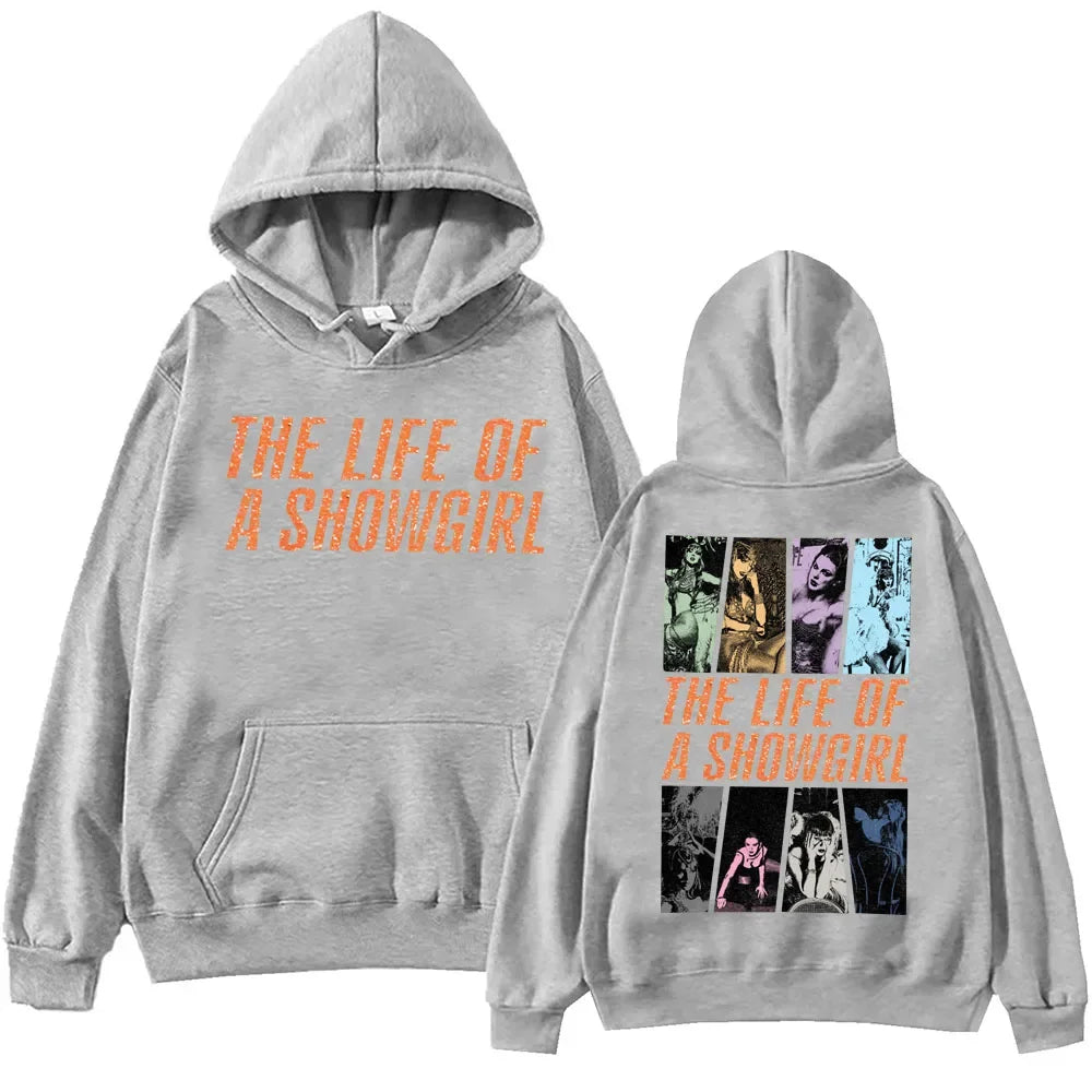 A men's hoodie with a printed pattern of Harajuku street dance from "The Life of a Musical Girl" by Subra Regalo