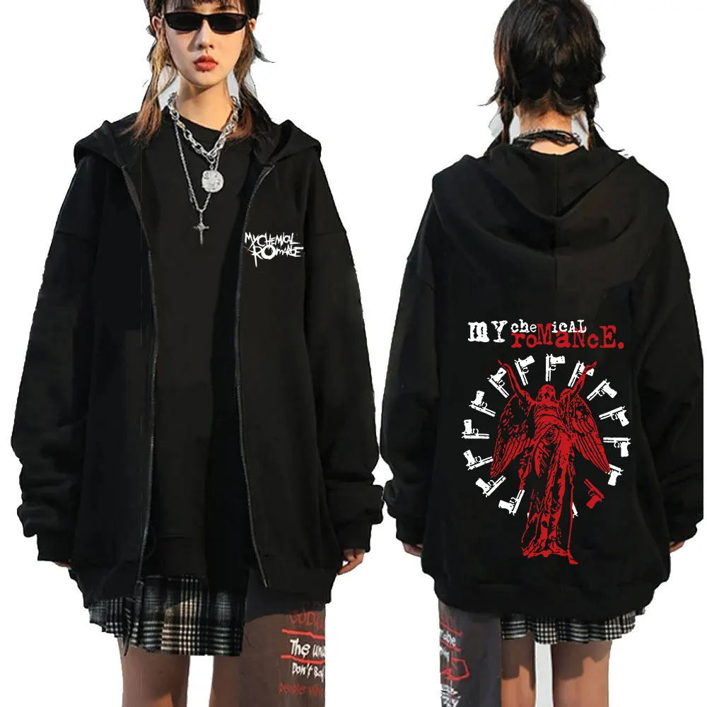 Rock Band My Chemical Romance Mcr Dead Zipper Hoodie Black Parade Punk Emo Zip Up Sweatshirt Men Fashion Vintage Hip Hop Hoodies