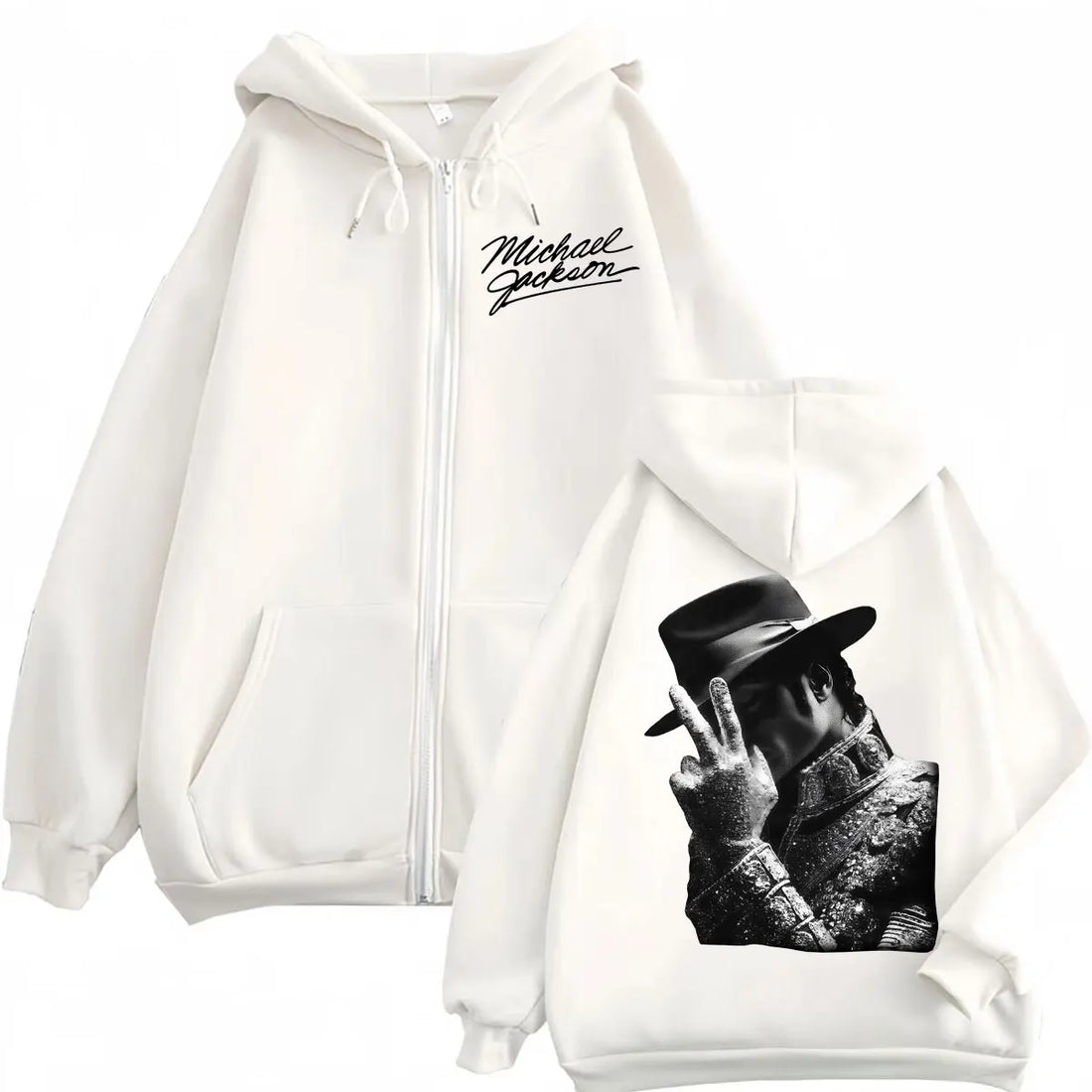 90's Classics Michael Jackson Merch Zipper Hoodie Men Women Fashion Rock Zip Up Pullovers High Quality Fleece Hooded Sweatshirts