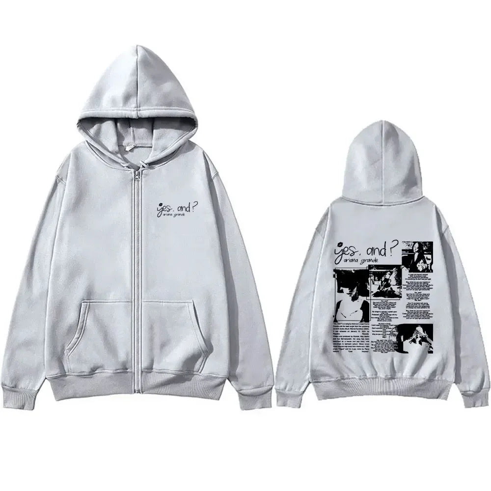 Ariana Grande Zip Hoodie Unisex Oversized Zip Sport Unisex Fashion Hip Hop Zip Jacket Cotton Fleece Fabric