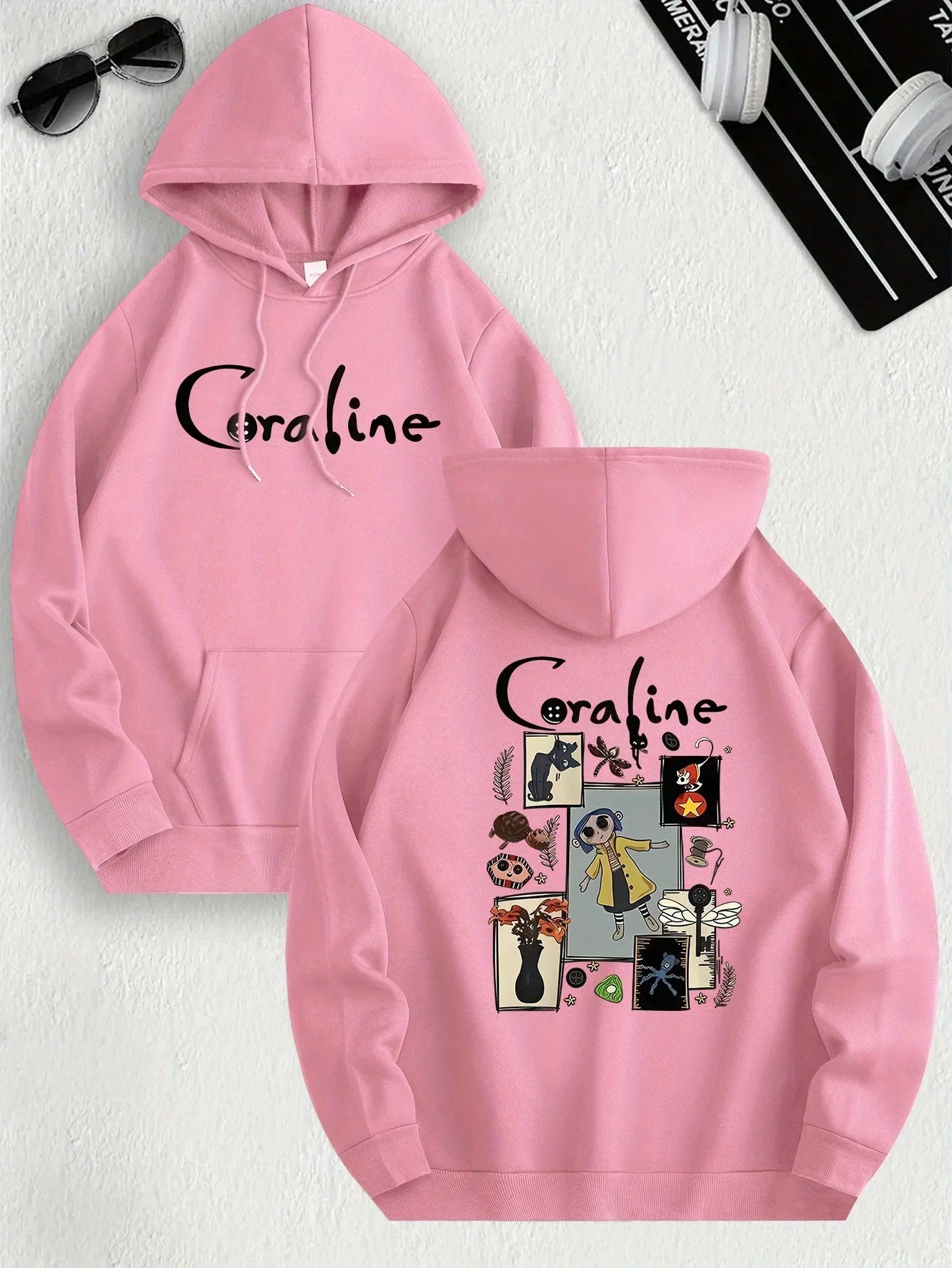 Coraline Inspired Casual Hoodie Men's and Women's Long Sleeved Regular Fit Hooded Pullover with Slight Elasticity