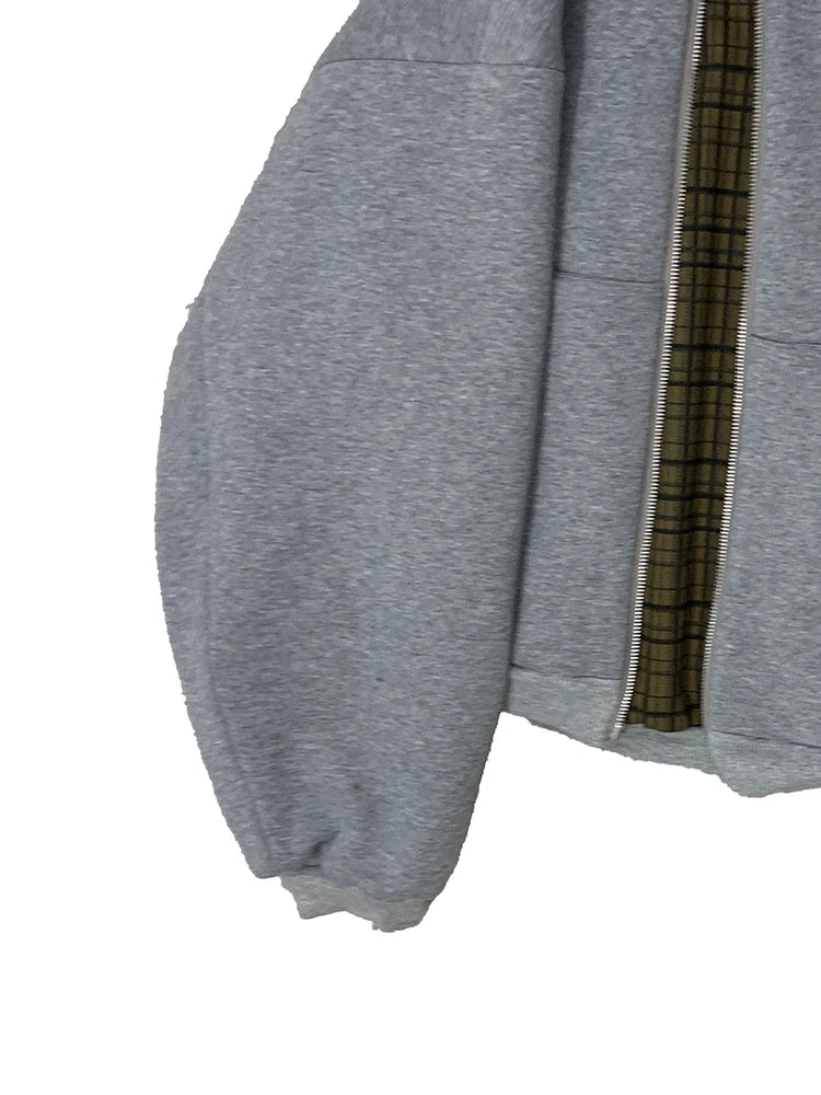 Mauroicardi Autumn Oversized Reversible Hoodies Men Loose Casual Luxury Designer Clothes Hoodie with Plaid Lining Sweatshirt