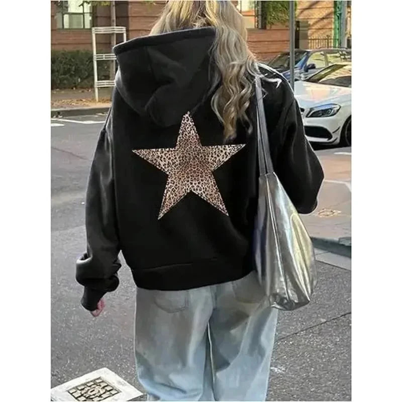 2025 Star Graphic Hoodies Y2k Leopard Print Hooded Sweatshirt Cheetah Hoodie Fashion Casual HipHop Harajuku Unisex Pullover
