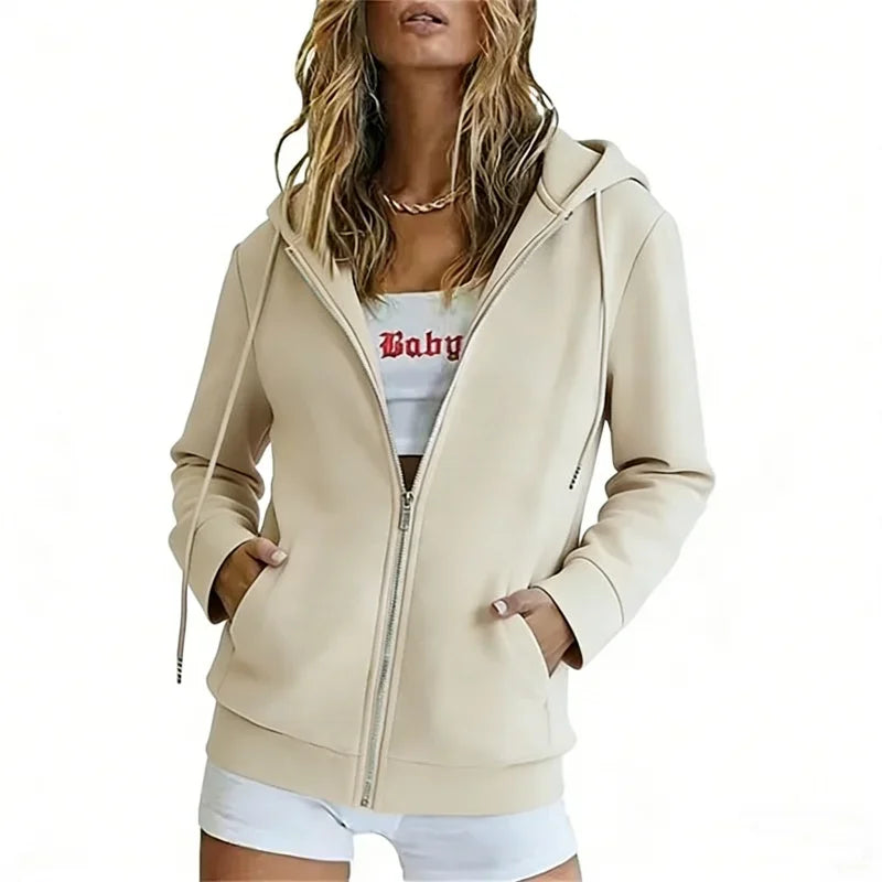 spring autumn Fashion zipper Women Hooded Sweatshirt cardigan Daily Long Sleeve tops Casual large size Hoodies Women Sweatshirt