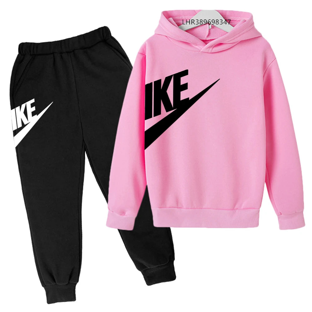 Children 3-12 Years Old Autumn Hoodie Long-sleeved Boys Girls Toddler Sports Coat Top+Pants Stylish Casual Sweatshirt Set