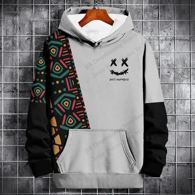 New Ethnic Geometric 3d Print Hoodie Men Women Fashion Gothic Patchwork Hoodie Sweatshirt Vintage Tracksuit Men Clothing Black