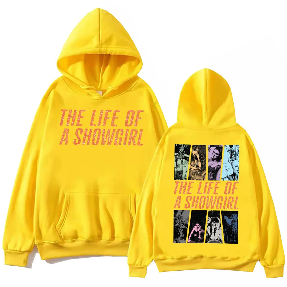 A men's hoodie with a printed pattern of Harajuku street dance from "The Life of a Musical Girl" by Subra Regalo
