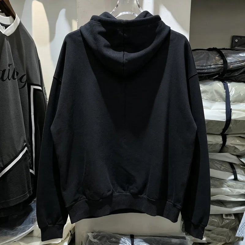 Solid Russell Thin Fleece Zipper Hoodie Jacket Men Women Kanye Sweatshirts High Quality Fabric Loose Streetwear Hooded Pullovers
