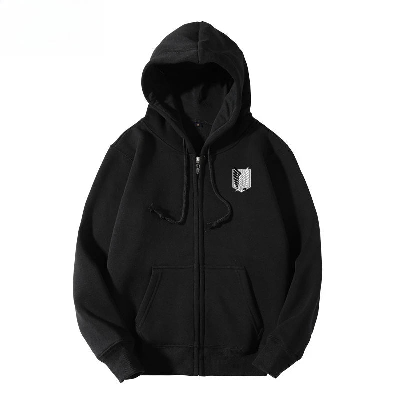 Attack on Titan Chest Logo Printed Zipper Hoodie 2025 Autumn/Winter New American Hip Hop Men's Casual Loose Sweater Top