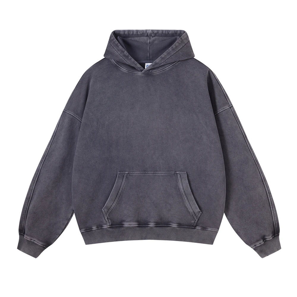 ZODF Vintage Batik Washed 420gsm Cotton Hoodies For Men Unisex Heavyweight Loose Hip Hop Hooded Sweatshirts Pullovers HY0696