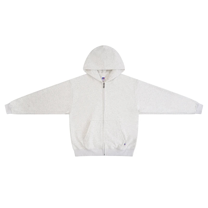 Solid Russell Thin Fleece Zipper Hoodie Jacket Men Women Kanye Sweatshirts High Quality Fabric Loose Streetwear Hooded Pullovers