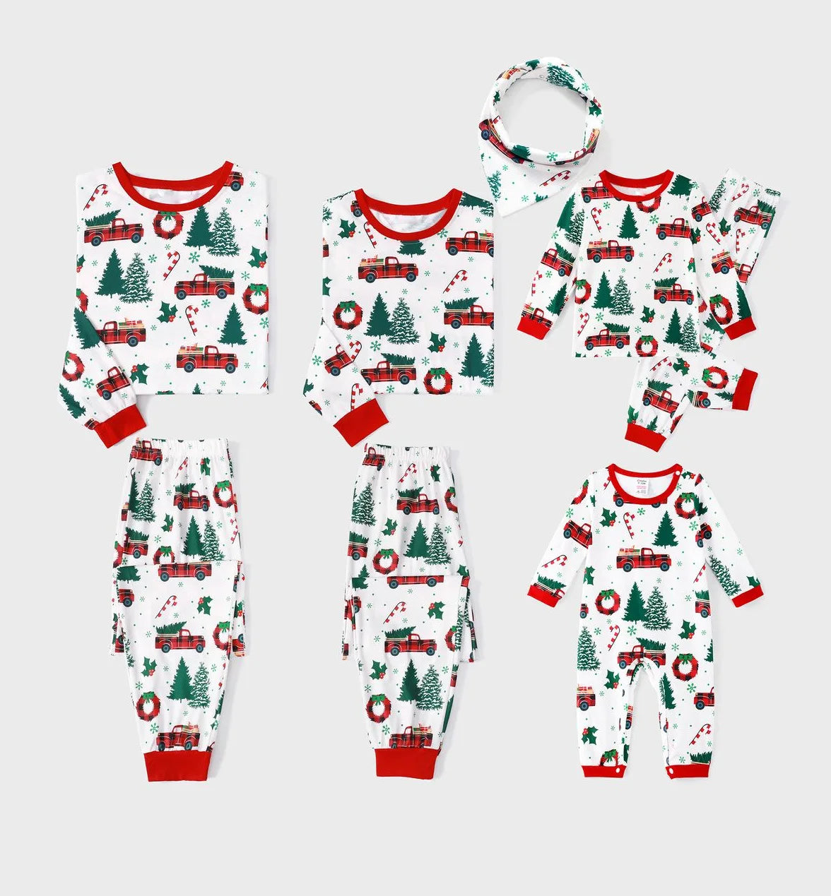 New Christmas Tree Car Print Family Matching Outfits Parent-child Pajamas Set Loose Cute 2 Pieces Suit Loungewear Xmas Look