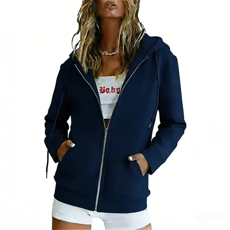 spring autumn Fashion zipper Women Hooded Sweatshirt cardigan Daily Long Sleeve tops Casual large size Hoodies Women Sweatshirt