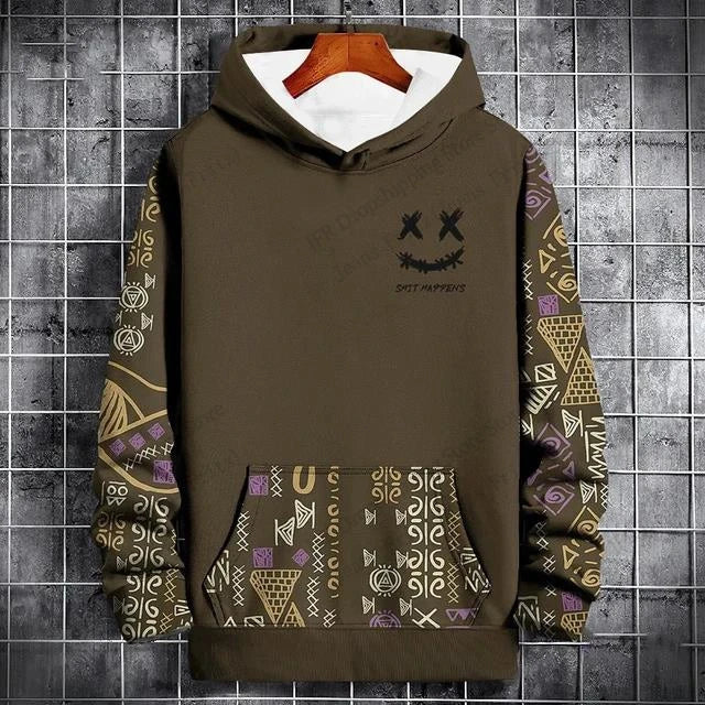 New Ethnic Geometric 3d Print Hoodie Men Women Fashion Gothic Patchwork Hoodie Sweatshirt Vintage Tracksuit Men Clothing Black