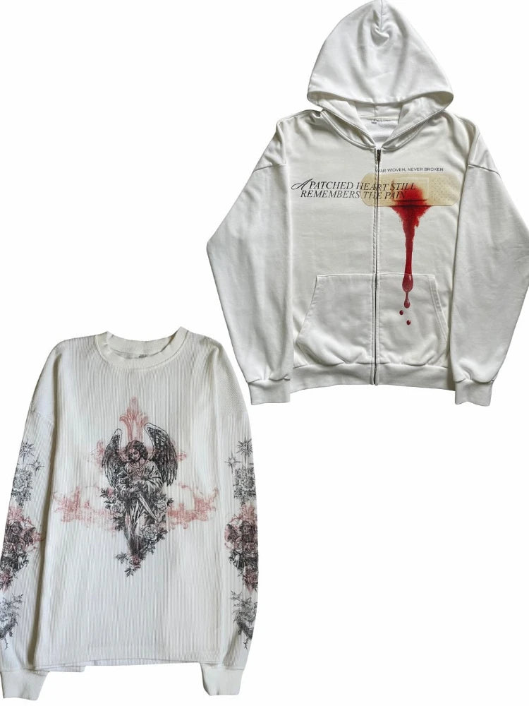 Spring and summer 2026 men's and women's retro style tops Y2k tops women's cut clothing pattern T-shirt Gothic, upper body match