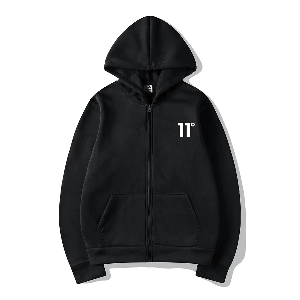 Men's zip-up pullover hoodie - fashionable and casual, with a hood, zipper, sporty style, trendy streetwear, skatewear, button-d