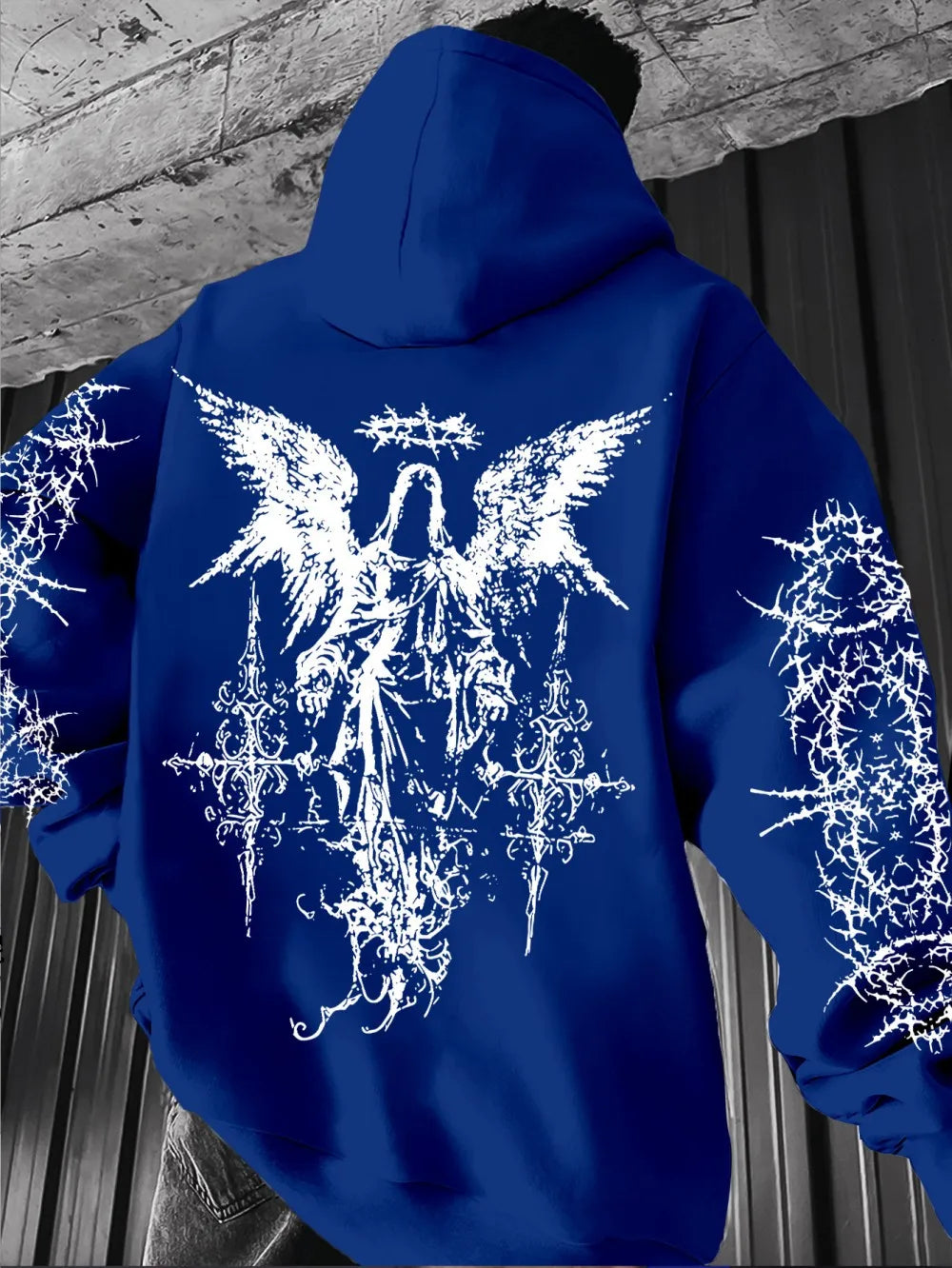 Gothic Style Angel Print Hoodies Men Women Outdoor Street Casual Sport Trend Hip-hop Couple Long-sleeve Autumn Winter Sweatshirt