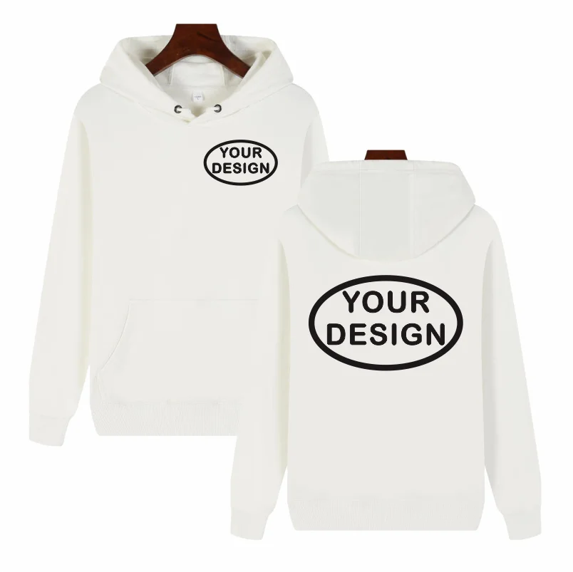 Customized Hooded Sweatshirt With LOGO Printing Embroidery Personalized Photos Casual 100% Pure Cotton And Plush Thick Pullover
