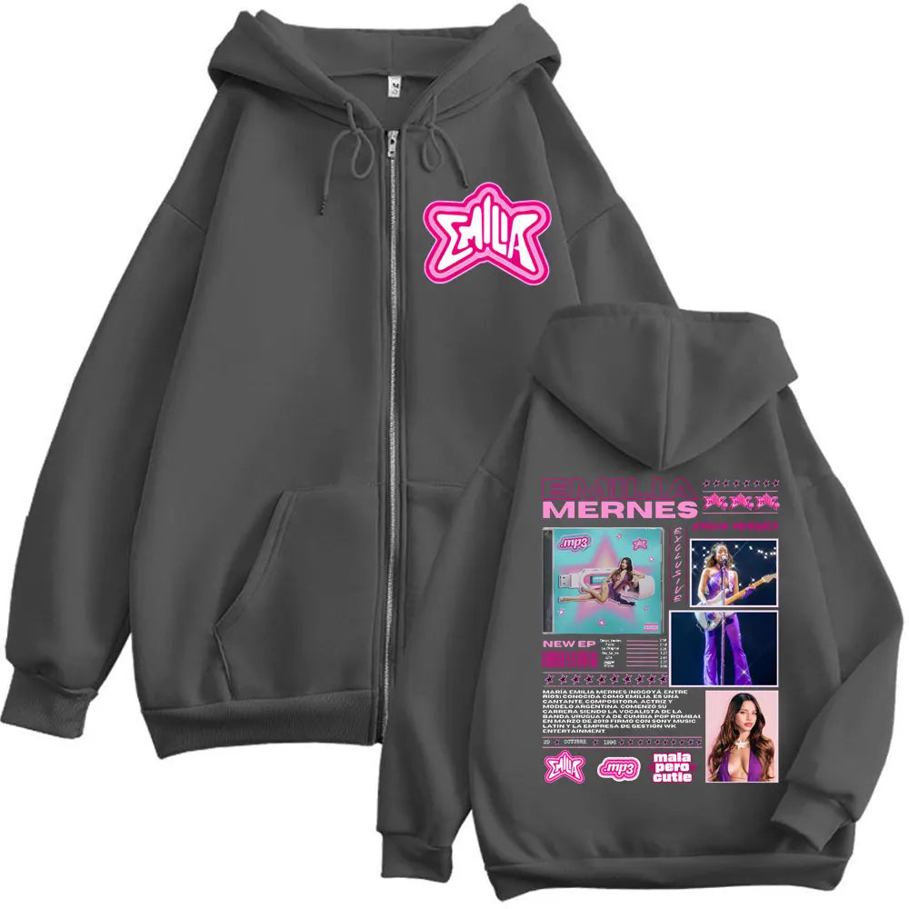 Emilia Mernes MP3 Album Merch Zipper Hoodie Men Women Clothing Fashion Y2k Zip Up Sweatshirt Harajuku Aesthetic Jacket Pullovers