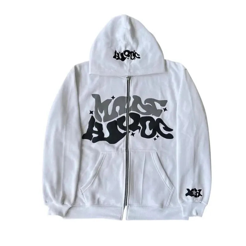 Hoodies Men's Sweatshirt 2026 Street Fashion Gothic Punk Hip-Hop Zipper Print Hooded Sweatshirt Hoodie Sweatshirt Man's Clothing