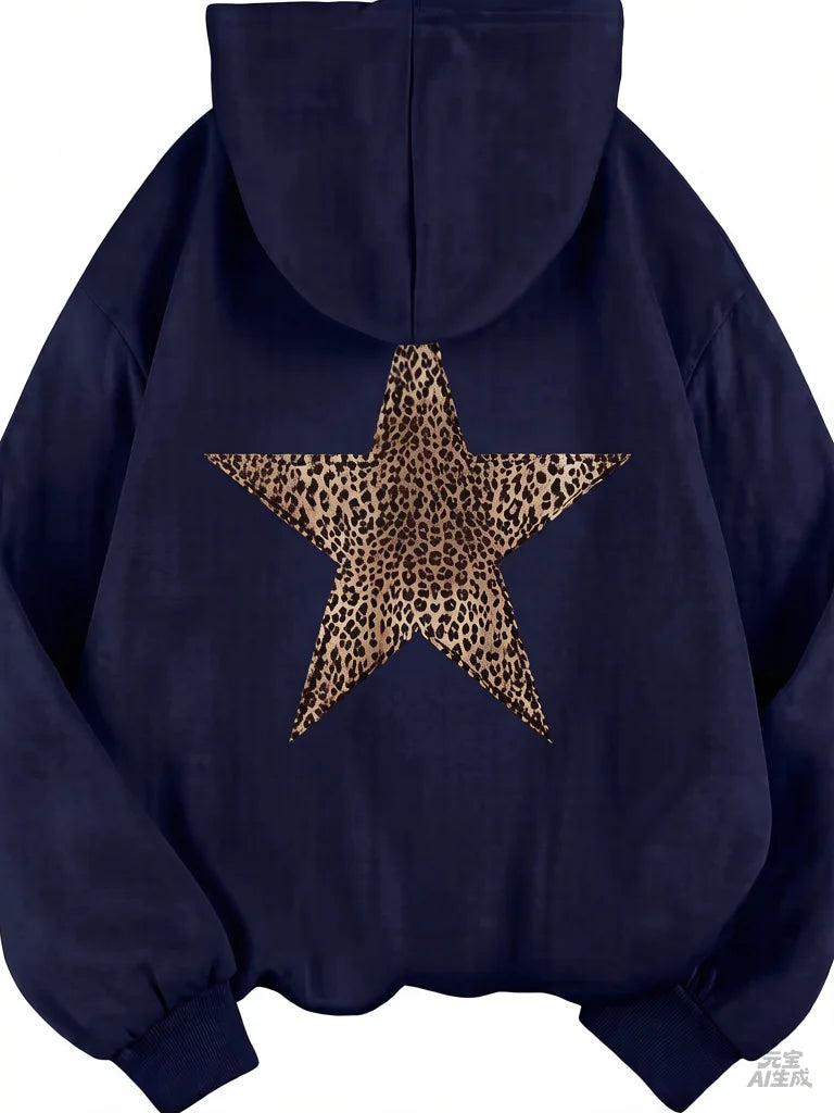 2025 Star Graphic Hoodies Y2k Leopard Print Hooded Sweatshirt Cheetah Hoodie Fashion Casual HipHop Harajuku Unisex Pullover