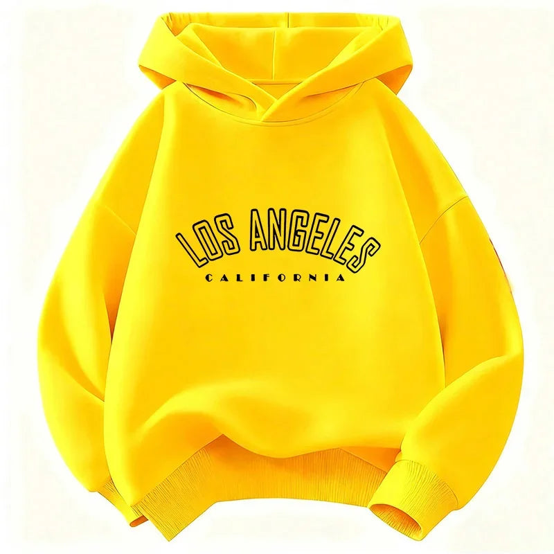 Fall children's casual hooded sweatshirt, fashionable and trendy Los Angeles letter print comfortable and breathable coat top