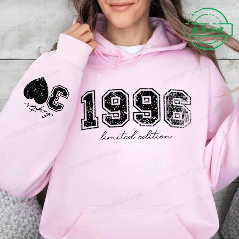 Fashion Womens Hoodies 30th Birthday Hoodies Sweatshirts Personalized Limited Edition 1996 Hooded Sweatshirts Vintage Clothes